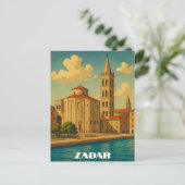 Retro  Zadar Kroatië Reizen Briefkaart (Staand voorkant)