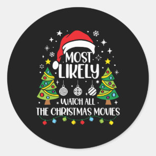 Retro zal waarschijnlijk de hele kerstfilm bekijke ronde sticker