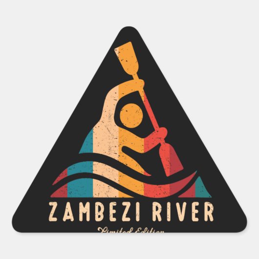 Retro Zambezi River Kayaking Driehoek Sticker (Voorkant)