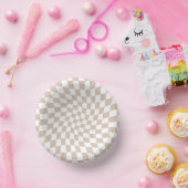 Retro Zand Roos Roze Stempel Afgevuurd Checkerboar Papieren Kommen (Feest)