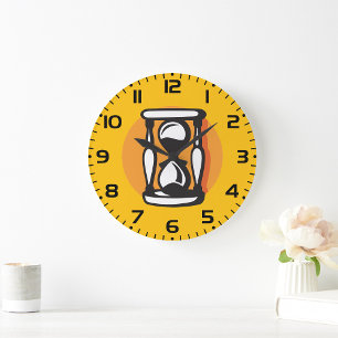Retro zandloper minimalistische tijd grote klok