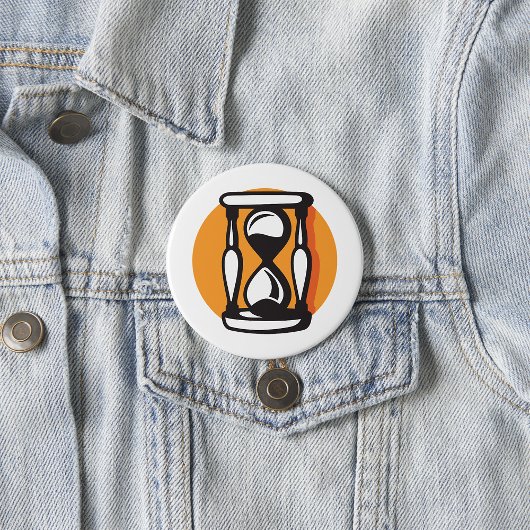 Retro zandloper minimalistische tijd ronde button 7,6 cm