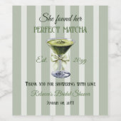 Retro Ze vond haar perfecte Matcha Bruidsdouche Wijn Etiket (Enkel label)