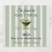 Retro Ze vond haar perfecte matcha Vrijgezellenfee Sparkling Wijnetiket (Enkel label)