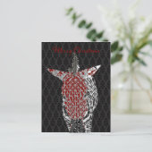 Retro Zebra Briefkaart Black Christmas (Staand voorkant)