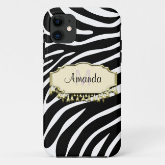 Retro Zebra huid met goudvlek iPhone 11 Hoesje