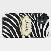 Retro Zebra huid met goudvlek Case-Mate iPhone Case (Achterkant (horizontaal))