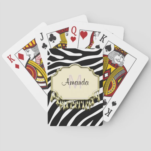 Retro Zebra huid met goudvlek Pokerkaarten (Achterkant)