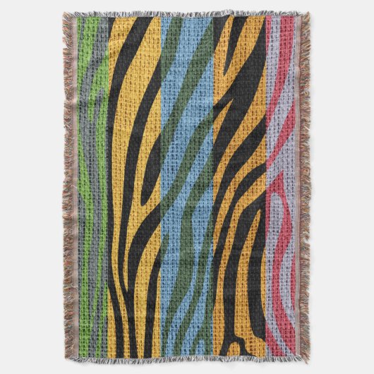 Retro Zebra huid printpatroon Burlap Rustige #2 Deken (Voorkant Verticaal)