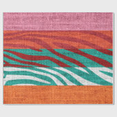Retro Zebra huid printpatroon Burlap Rustige #5 Cadeaupapier (Vlak)