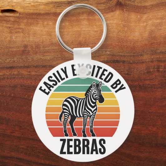 Retro Zebra Sunset with Fun Wild Spirit Sleutelhanger (Achterkant)