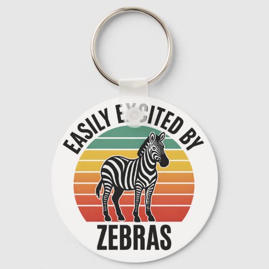 Retro Zebra Sunset with Fun Wild Spirit Sleutelhanger (Achterkant)