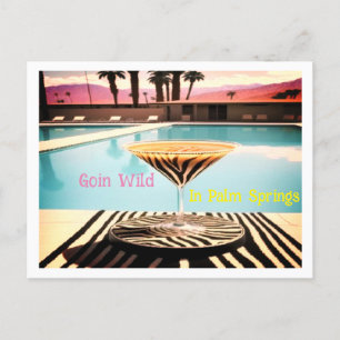 Retro  Zebra thema Poolside Palm Springs Briefkaart