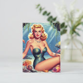 Retro Zeemeermin Pin Up Briefkaart (Staand voorkant)