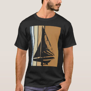 Retro zeilboot schipper schip catamaran jacht zeil t-shirt