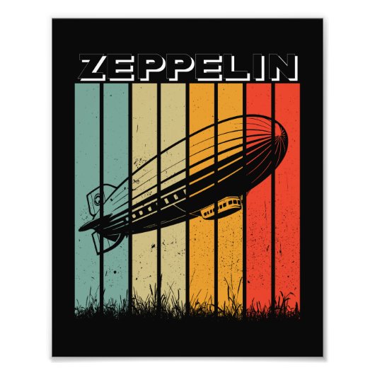 Retro Zeppelin luchtschip Zepelin Zepplin Foto Afdruk (Voorkant)