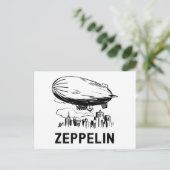 Retro Zeppelin - Verdeelbare schets Briefkaart (Staand voorkant)