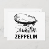 Retro Zeppelin - Verdeelbare schets Briefkaart (Voorkant / Achterkant)