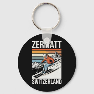 Retro Zermatt Zwitserland Skigebied  Sleutelhanger