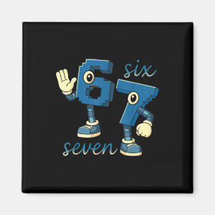 Retro Zes Zeven Nummer Meme Brainrot Cadeau Voor M Magneet