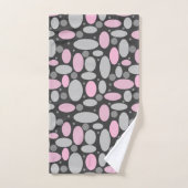 retro, zestig, polka dots, grijs en roze bad handdoek (Handdoek)