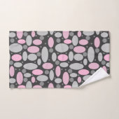 retro, zestig, polka dots, grijs en roze bad handdoek (Handdoek)