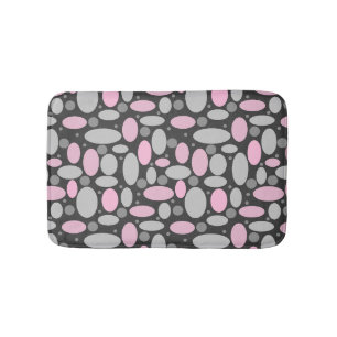 retro, zestig, polka dots, grijs en roze badmat