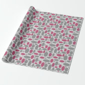 retro, zestig, polka dots, grijs en roze cadeaupapier (Uitgerold)