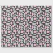 retro, zestig, polka dots, grijs en roze cadeaupapier (Vlak)