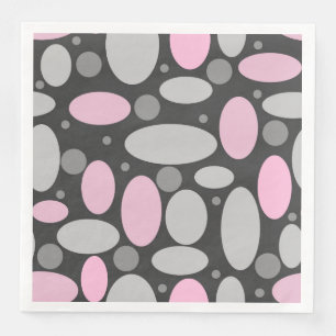 retro, zestig, polka dots, grijs en roze servet