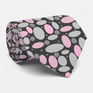 retro, zestig, polka dots, grijs en roze stropdas