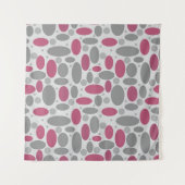 retro, zestig, polka dots, grijs en roze wandkleed (Voorkant)