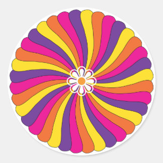 Retro Zestiger Jaren Helder Bloem Ronde Sticker