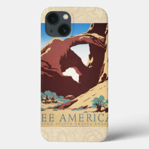 Retro Zie Amerika Western Cowboys Woestijn Boog WP iPhone 13 Hoesje
