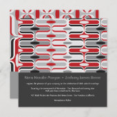 Retro Zig Zag Motif Art Moderne Mariage Invitation (Devant / Derrière)