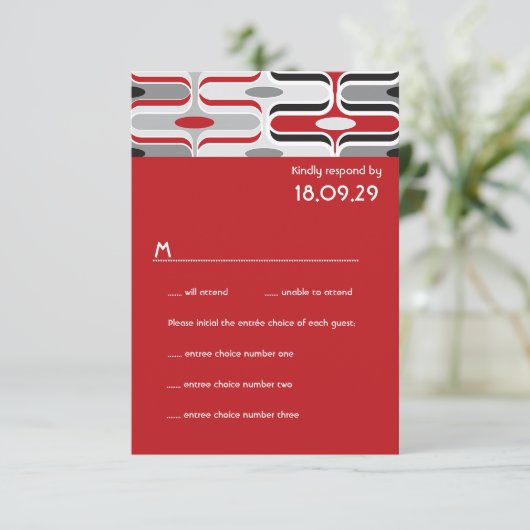 Retro Zig Zag Motif Art moderne Mariage RSVP (Debout devant)