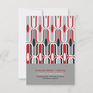 Retro Zig Zag Pattern Modern Art Wedding Reception Kaart
