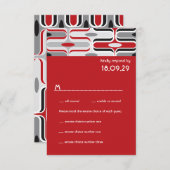 Retro Zig Zag Pattern Modern Art Wedding RSVP (Voorkant / Achterkant)
