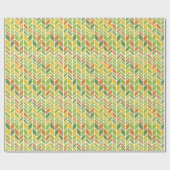 Retro Zig-Zag Sinaasappel & Groene Chevron Cadeaupapier (Vlak)