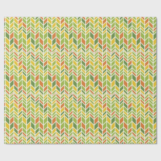 Retro Zig-Zag Sinaasappel & Groene Chevron Cadeaupapier (Vlak)