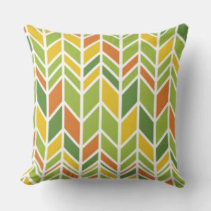 Retro Zig-Zag Sinaasappel & Groene Chevron Kussen