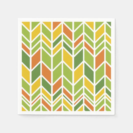 Retro Zig-Zag Sinaasappel & Groene Chevron Servet (Voorkant)