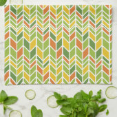 Retro Zig-Zag Sinaasappel & Groene Chevron Theedoek (Gevouwen)