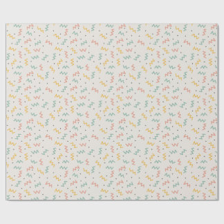 Retro zigzag en stippen in turkoois mosterd en kor cadeaupapier