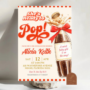 Retro Zij Is Klaar Om Rode Boog Baby Shower Te Bar Kaart