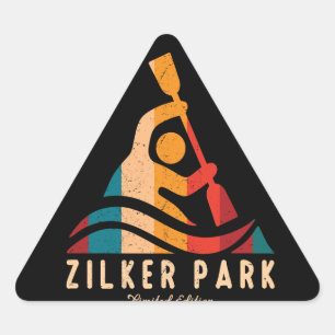 Retro Zilker Park Kajakken Driehoek Sticker
