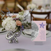 Retro Zilver Disco Bruiloft Tafel Stoelkaart Save The Date