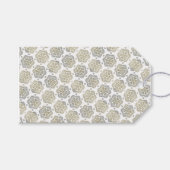 Retro Zilver Goud Bloem Patroon Cadeaulabel (Voorkant (Horizontaal))