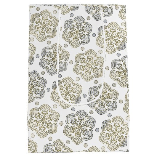 Retro Zilver Goud Bloem Patroon Medium Cadeauzakje (Achterkant)