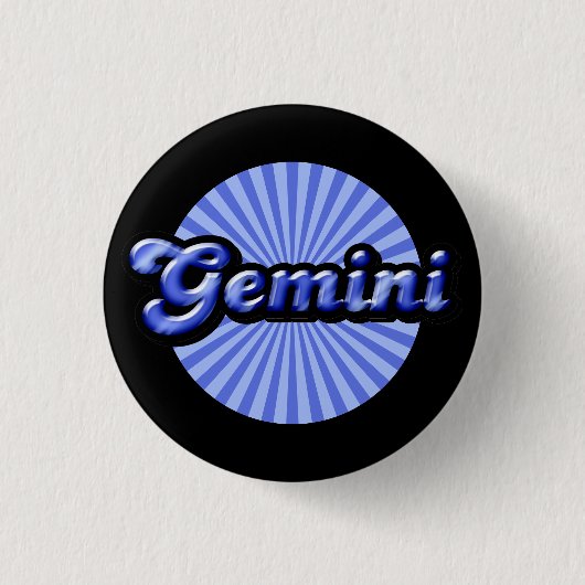 Retro Zodiac Gemini Pinback Button (Voorkant)